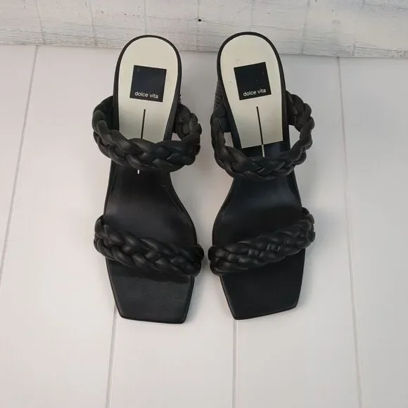 Dolce Vita Paily Black Stella Braided Straps Slip On Heeled Sandals Size 10 - Picture 10 of 13